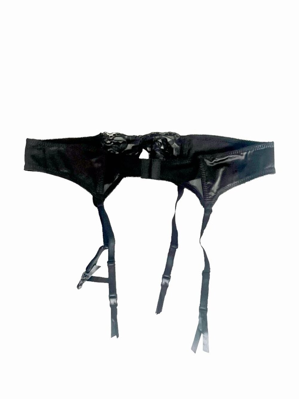 Frederick's of Hollywood Alex Satin & Lace Garter Belt Black L/XL
